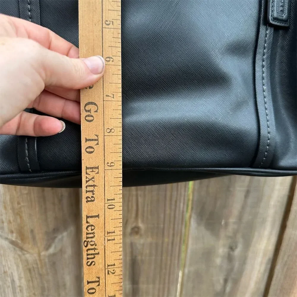 Coach Peyton Leather Double Zip Carryall Tote Bag Black Large